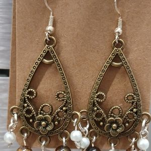 Handmade With Love! Elegant Gold Dark Tone Teardrop Earrings
